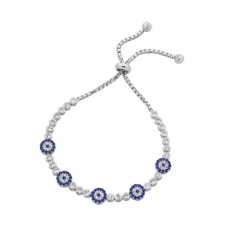 19cm Sterling Silver Evil Eye Charm Bracelet