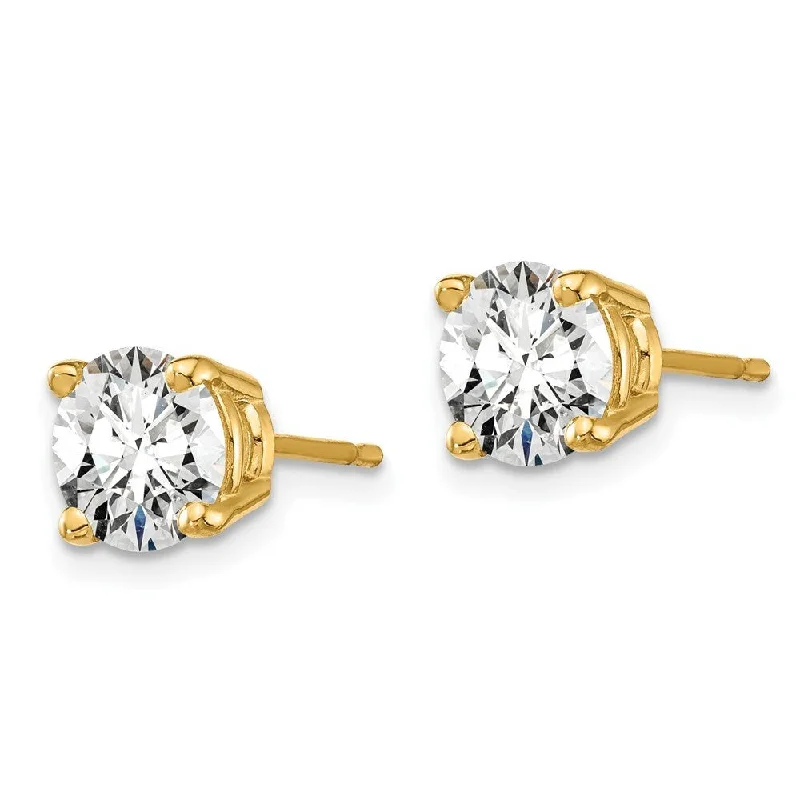 14k Yellow Gold Lab Grown Diamond Stud Earrings (2.00 cttw, Clarity-SI1/SI2, Color- J)