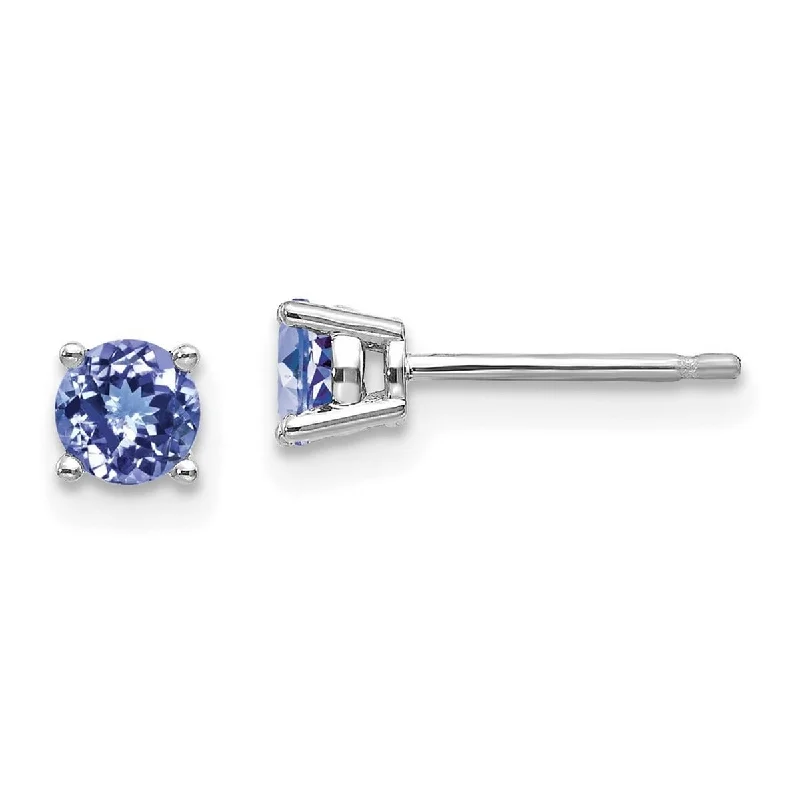 Curata 14k White Gold 4mm Genuine Tanzanite Post Earrings