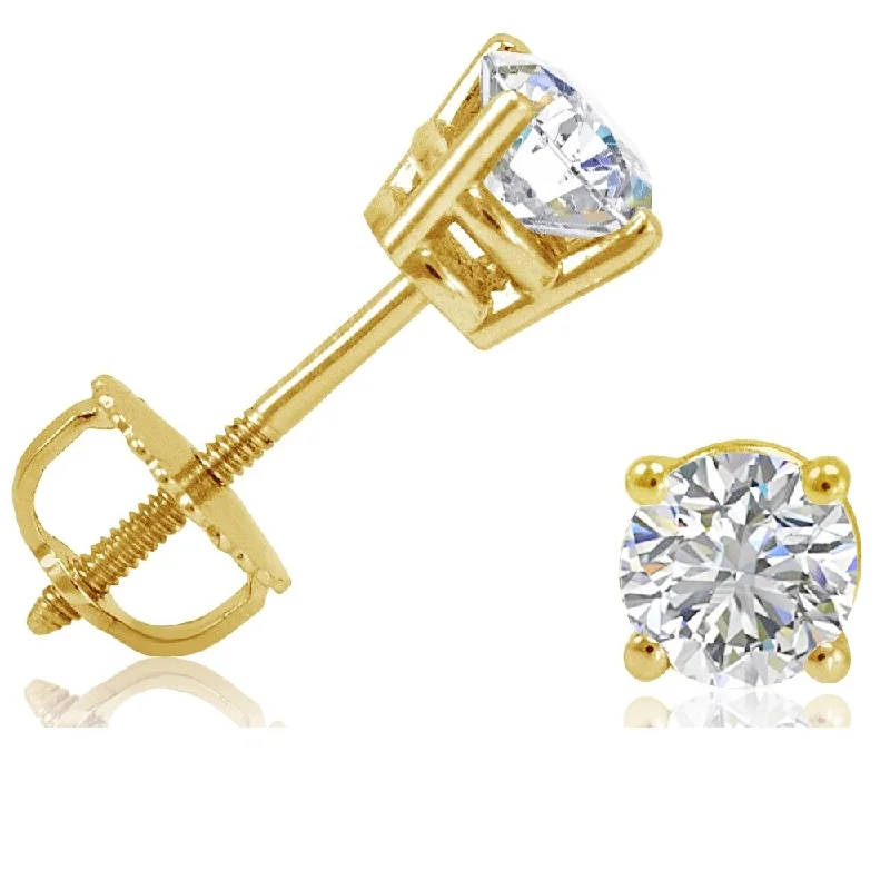 Amanda Rose Collection 1/2ct Diamond Stud Earrings set in 14K Yellow Gold with Screw Backs