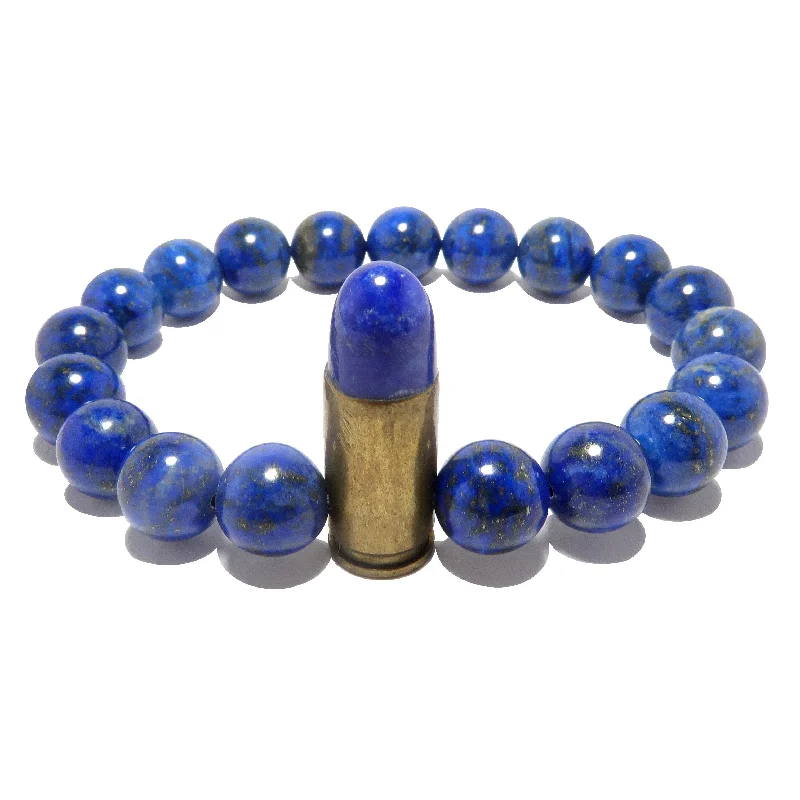 Lapis Bracelet Blue Gold Designer Peacekeeper Bullet