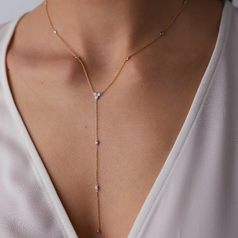 Trinity Zircon Stones Lariat Necklace