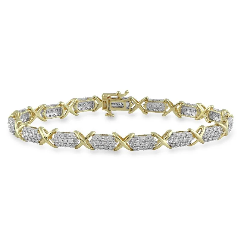 Brilliant Multi Cluster X Link Bracelet with 3.00ct of Diamonds in 10ct Yellow Gold