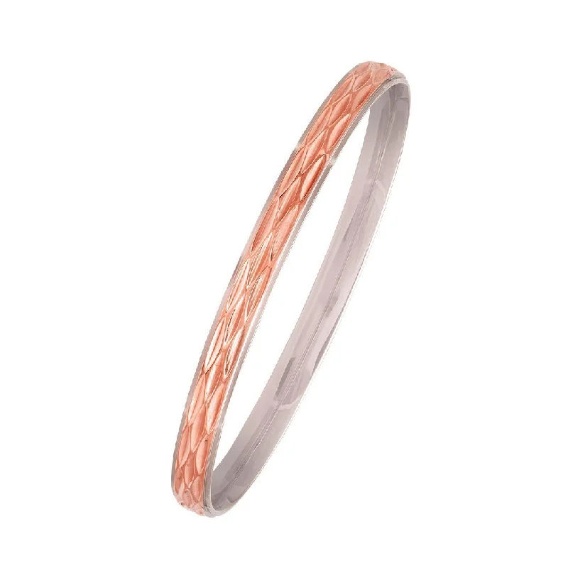 Rose Stainless Steel Diamond Cut Bangle