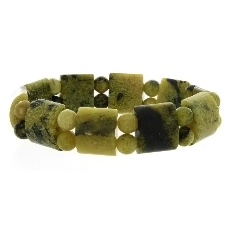 STRETCH GEMSTONE YELLOW TURQUOISE TANKER BRACELET