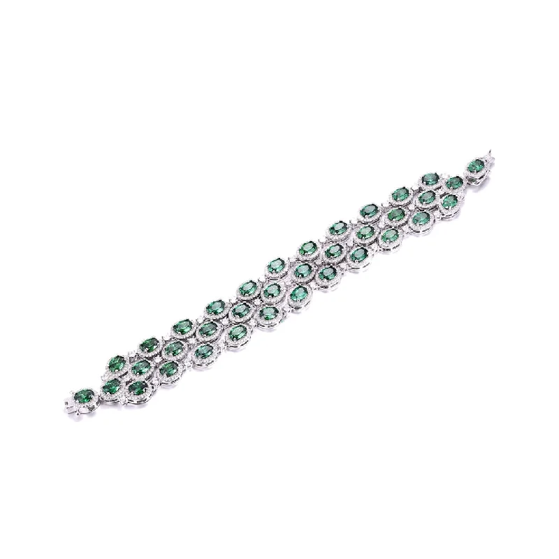 Gina Liano Green With Envy Triple Row Cubic Zirconia Bracelet