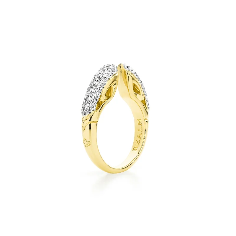 Spirit Pavé Stack Ring 5mm - 18K Gold Vermeil + CZ Blanc