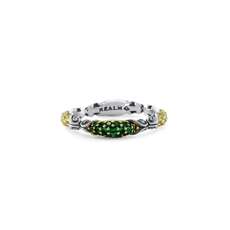 Mosaic Pavé Stack Ring 3.25mm - Two Tone + CZ Vert