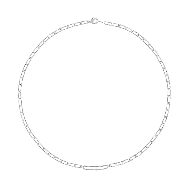 1/5 CTW Diamond Fashion 17-inch Necklace in Rhodium Plated Sterling Silver