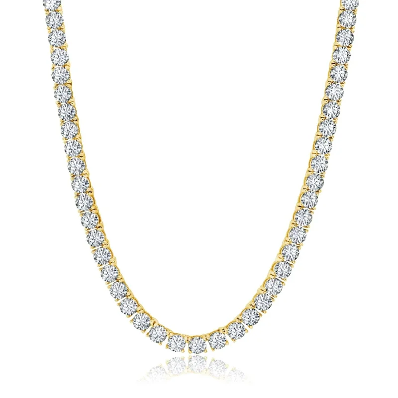 Luxe Layers 14KT Yellow Gold Plated Sterling Silver 4MM Round Cubic Zirconia 24-inch Tennis Necklace