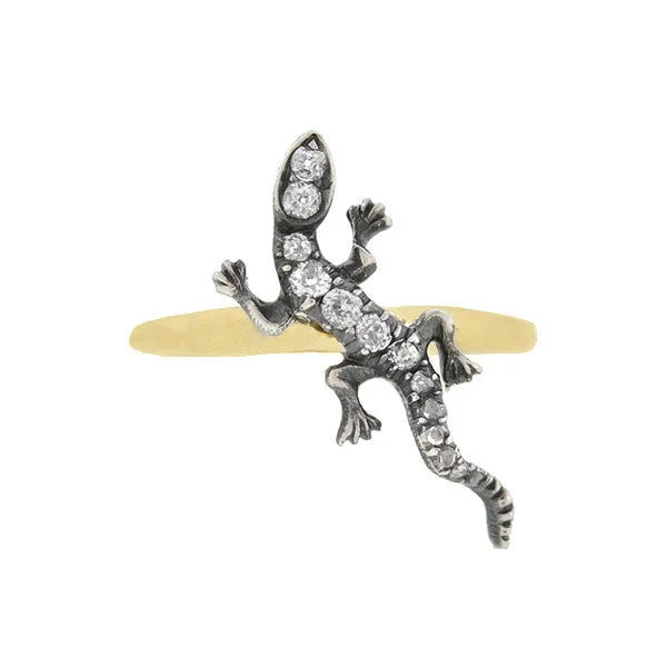 Victorian 14kt Gold & Diamond Lizard Ring