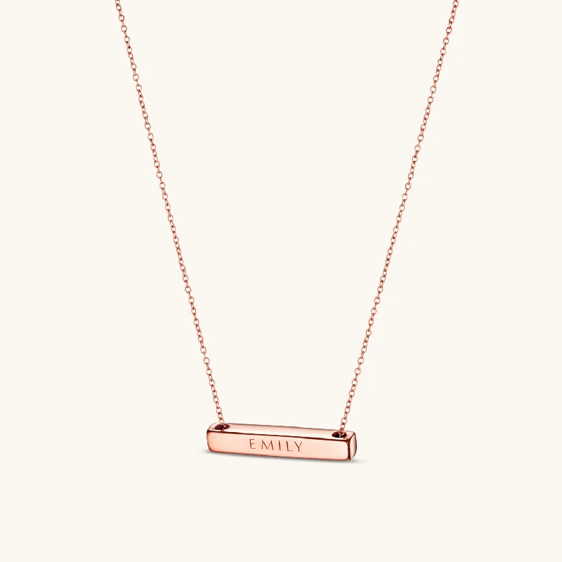 3cm Letter Bar Necklace in Rose Gold horizontal