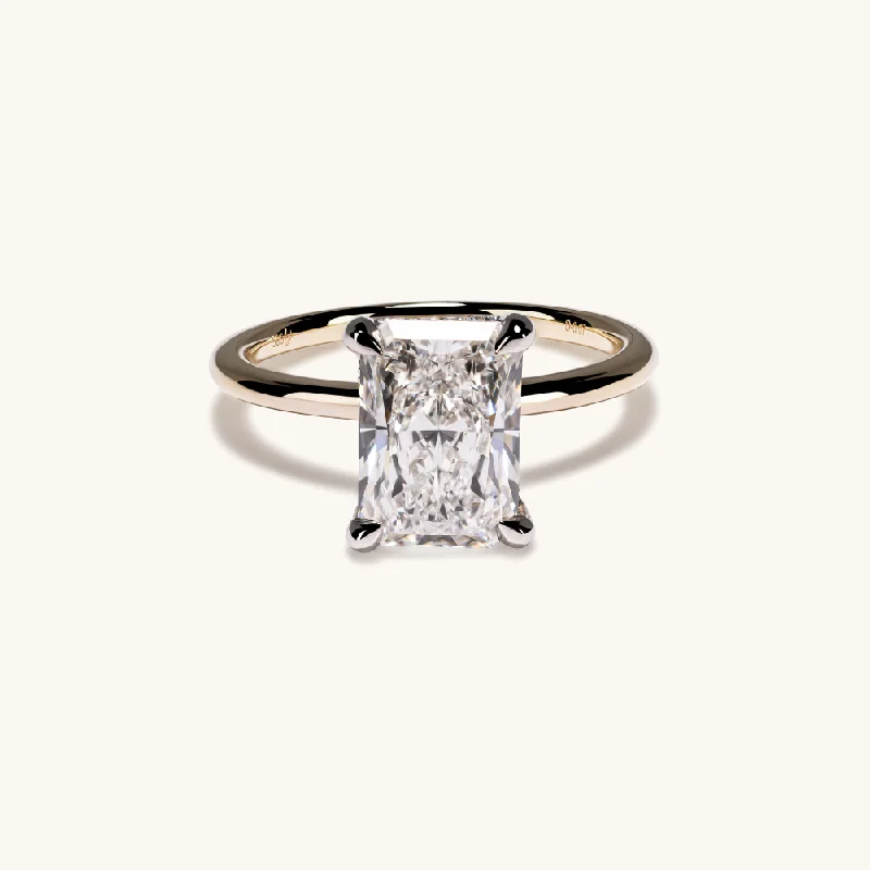 2.60 Radiant Lab Diamond Engagement Ring with Hidden Halo