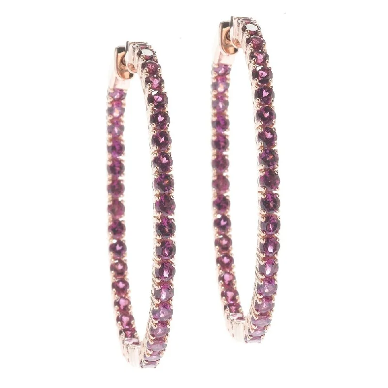 Multi-gemstone Rhodolite Inside-out 1.75-inch Hoop Earrings