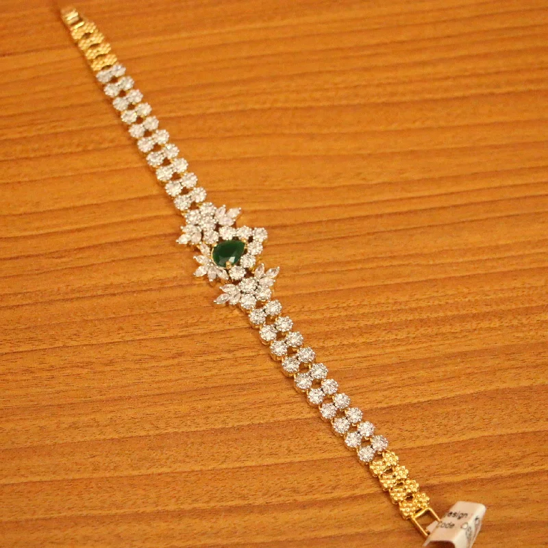 EMERALD LOOK CZ STUDDED CHAIN BRACELET