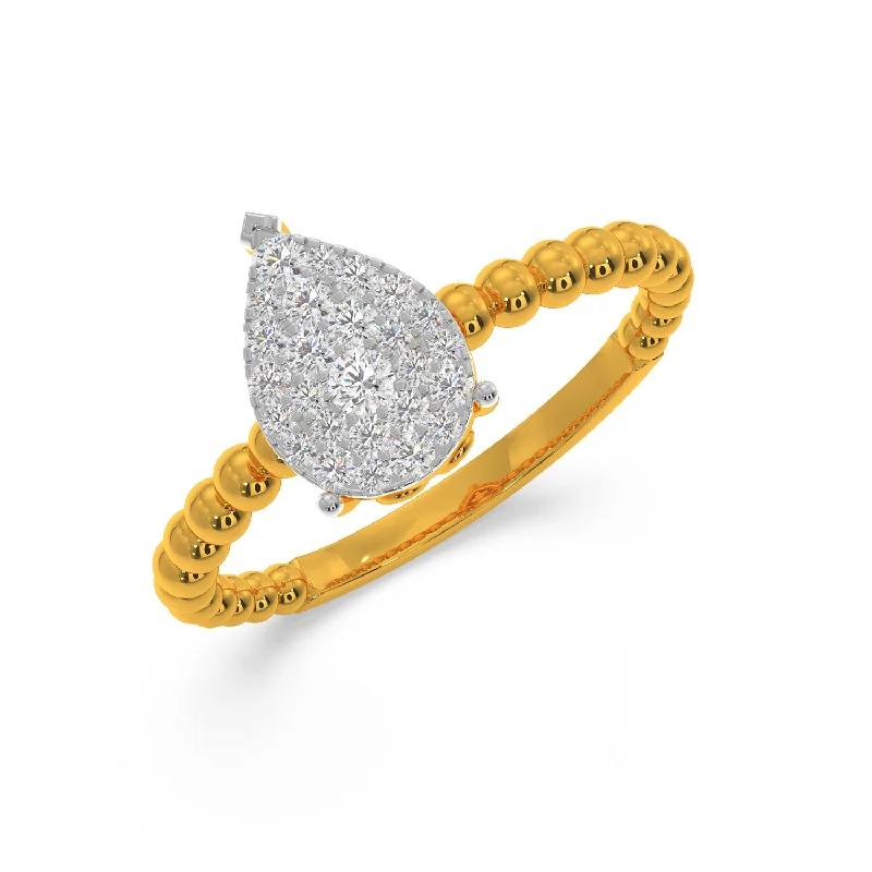 Pear Solitaire Look Ring