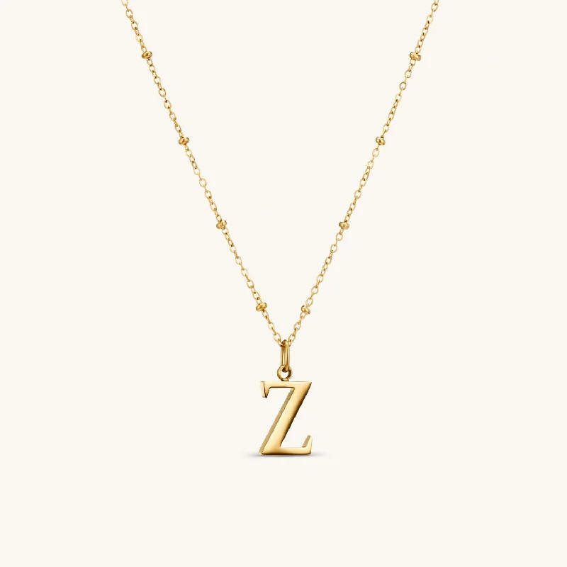 Z Initial Pendant Necklace In Gold