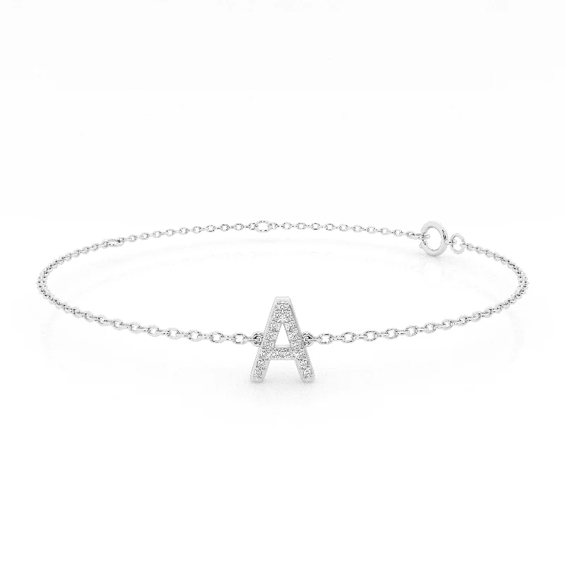 Diamond Initial Slider Bracelet in Sterling Silver