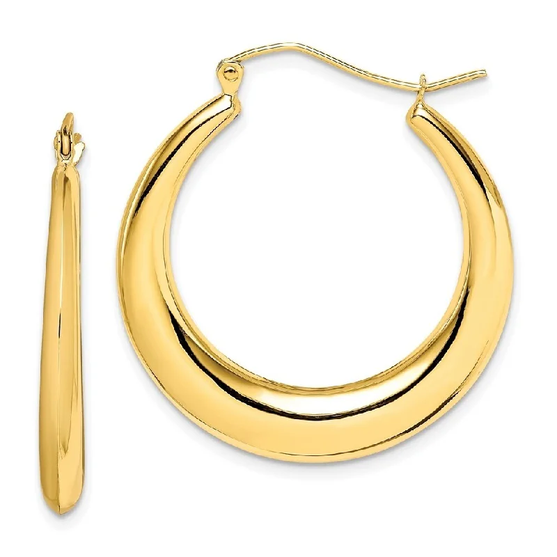 Diamond2Deal 10k Yellow Gold Polished Hollow Classic Hoop Earrings (L-22mm, W-3mm)