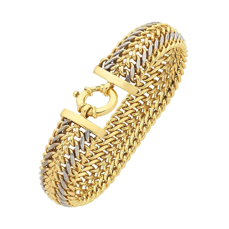 9ct Yellow Gold Silver Infused Double Infinity Bolt Bracelet