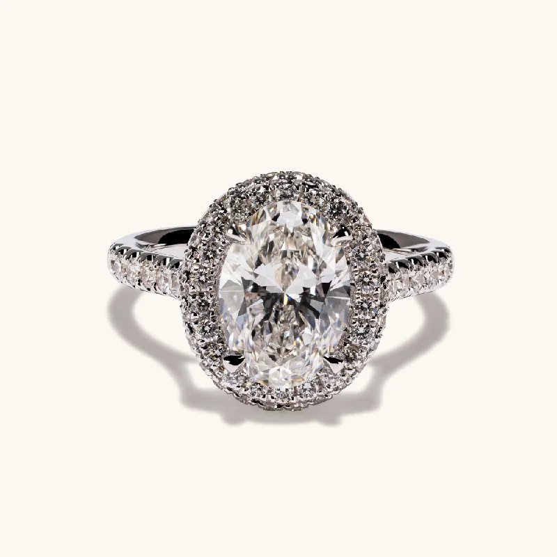 2.07 Oval Lab Diamond Engagement Ring with 2D Halo