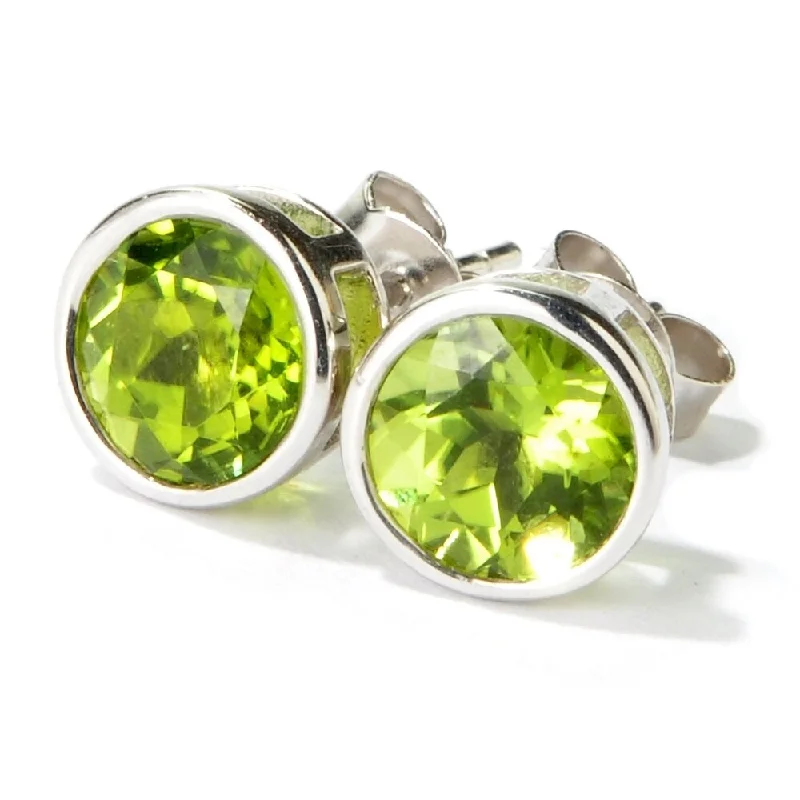 Rhodium over Sterling Silver Stud Earrings in Peridot