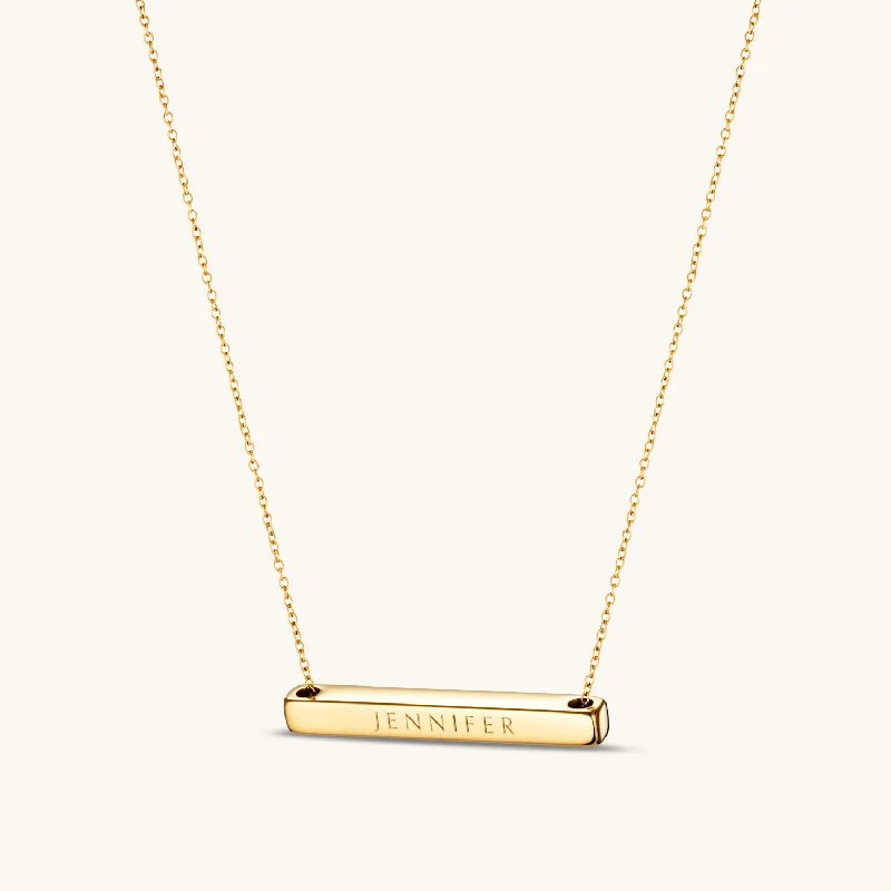 4cm Letter Bar Necklace in Gold Horizontal