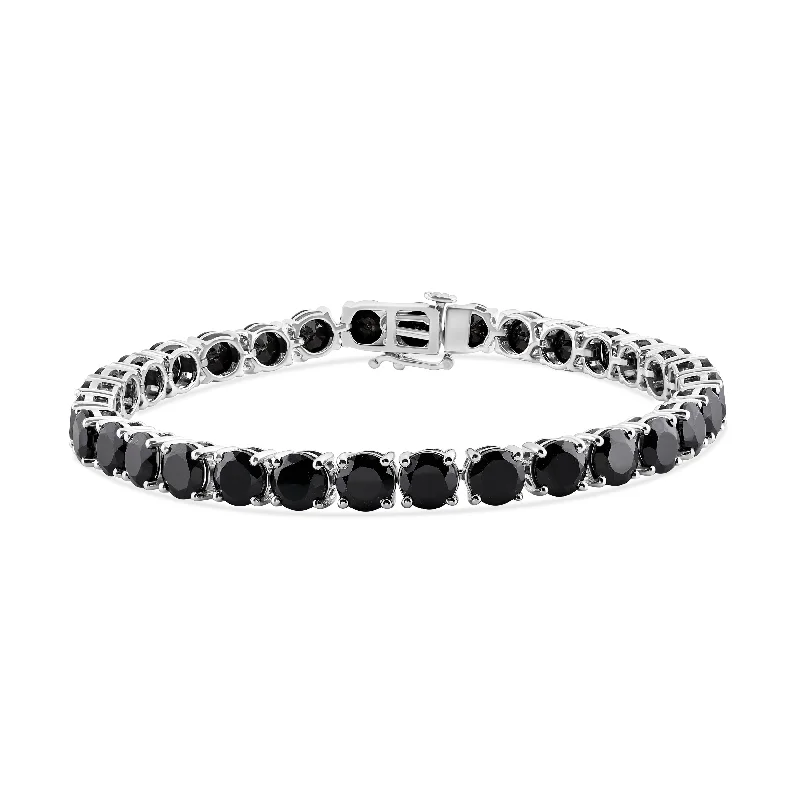 Tennis Bracelet with Black Spinel in Sterling Silver