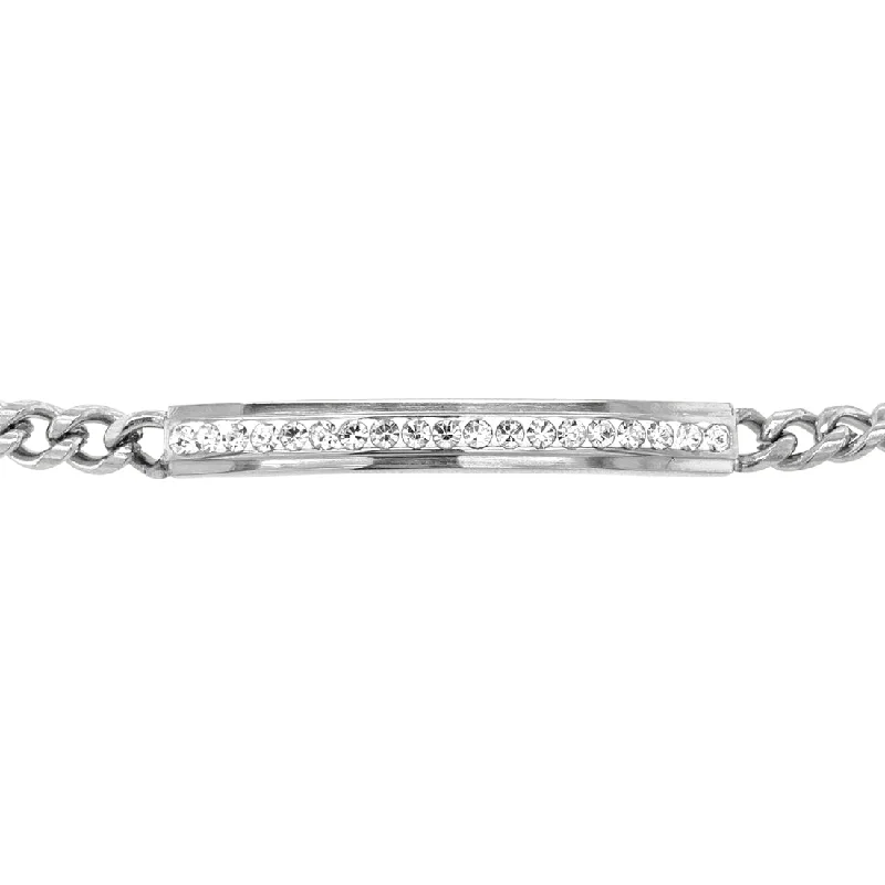 Stainless Steel Crystal ID Bracelet