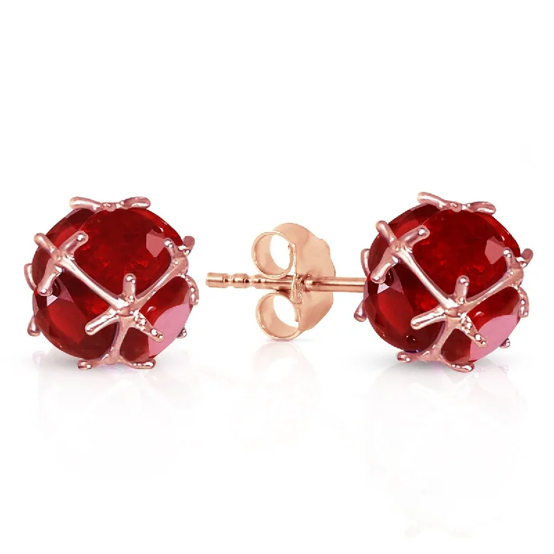 14K Solid Gold Stud Elegant Gemstone Earrings Natural Ruby Certified