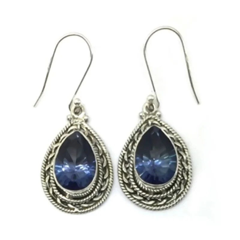 925 Sterling Silver Blue Quartz Dangle Earrings