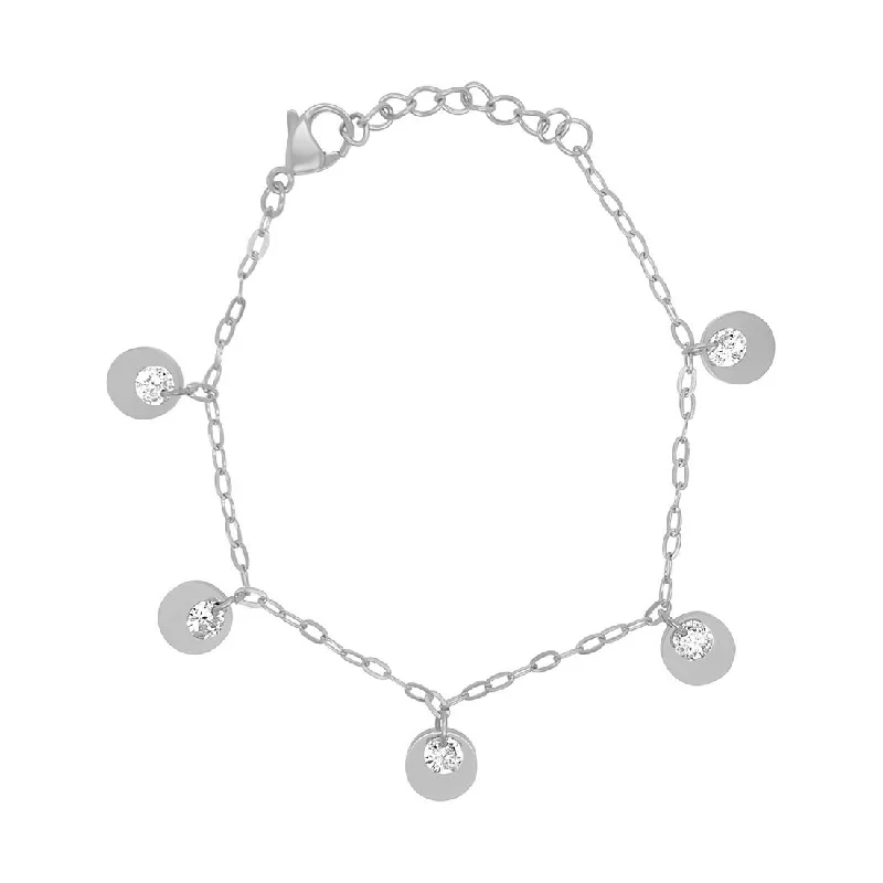 Stainless Steel Crystal Charm Bracelet