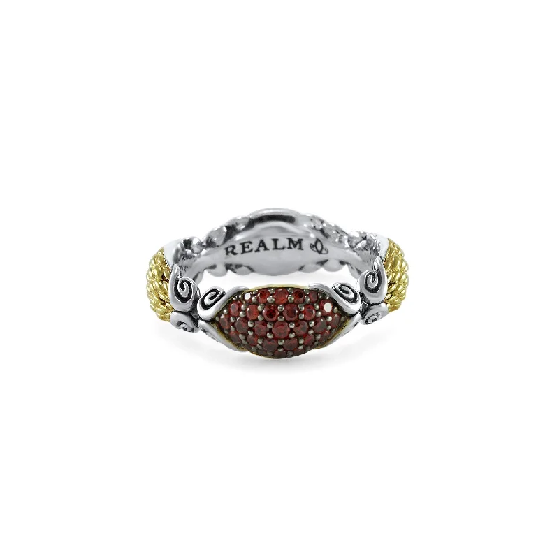 Mosaic Pavé Stack Ring 6.5mm - Two Tone + CZ Rouge