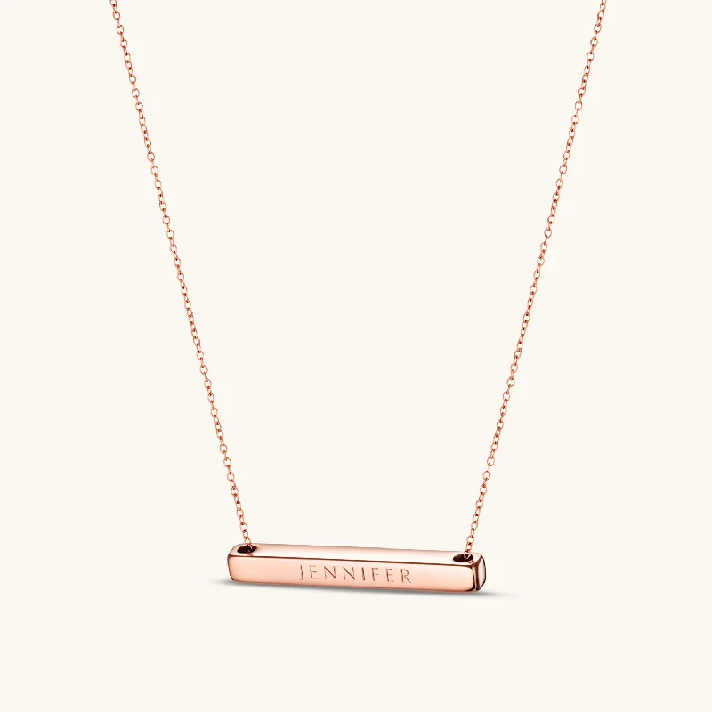 4cm Letter Bar Necklace in Rose Gold Horizontal