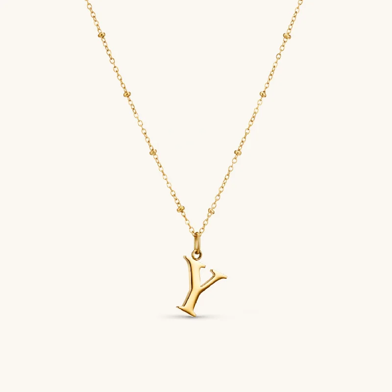 Y Initial Pendant Necklace In Gold