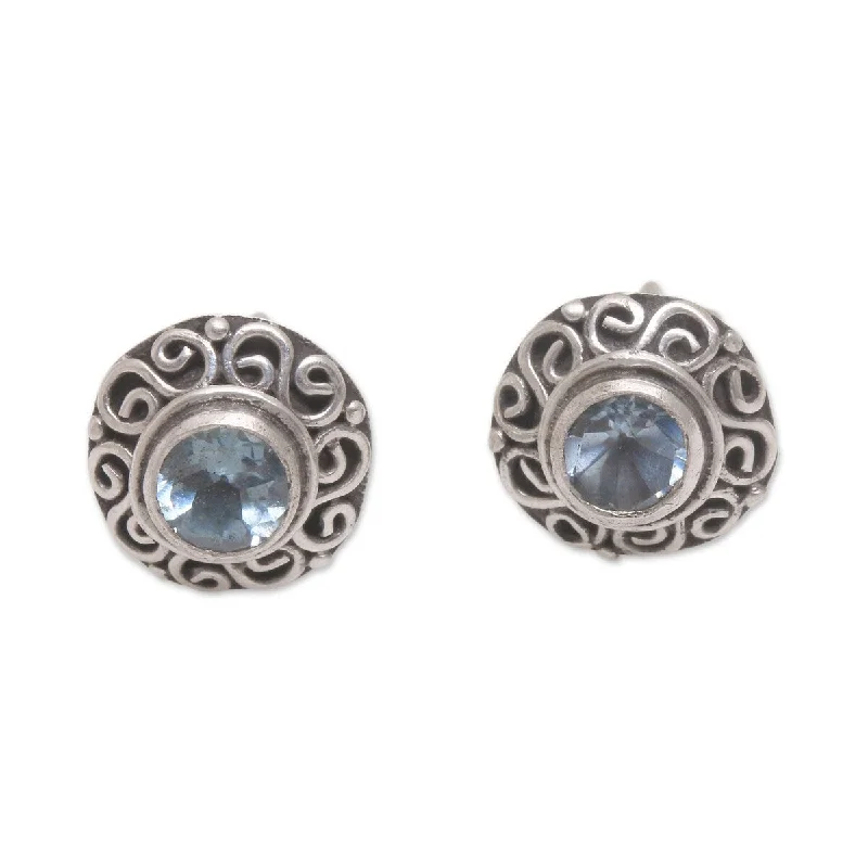 NOVICA God Eye, Blue topaz stud earrings - 0.3*0.3