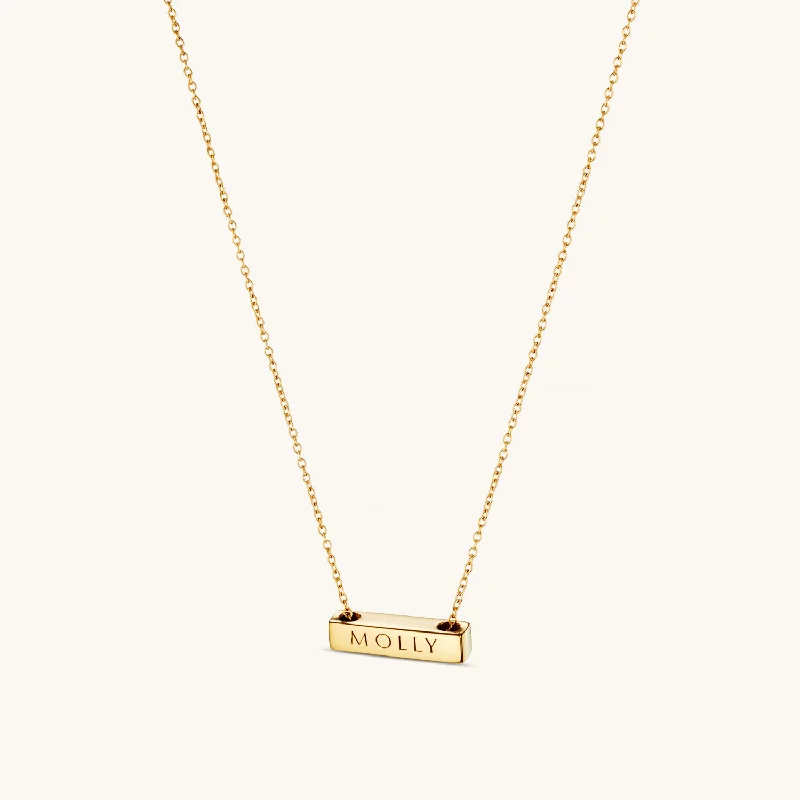 2cm Letter Bar Necklace Gold Horizontal