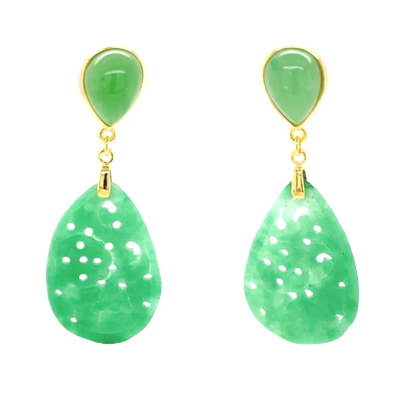 925 Sterling Silver Dyed Green Jade Earrings