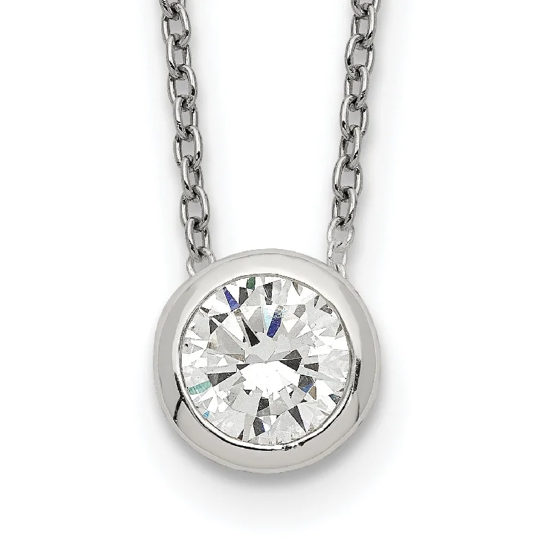 Sterling Silver Cubic Zirconia 16-inch 8MM Necklace