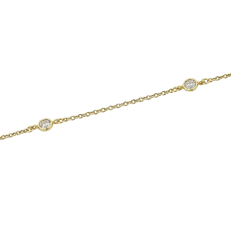 9ct Yellow Gold Silver Infused Cubic Zirconia Bracelet