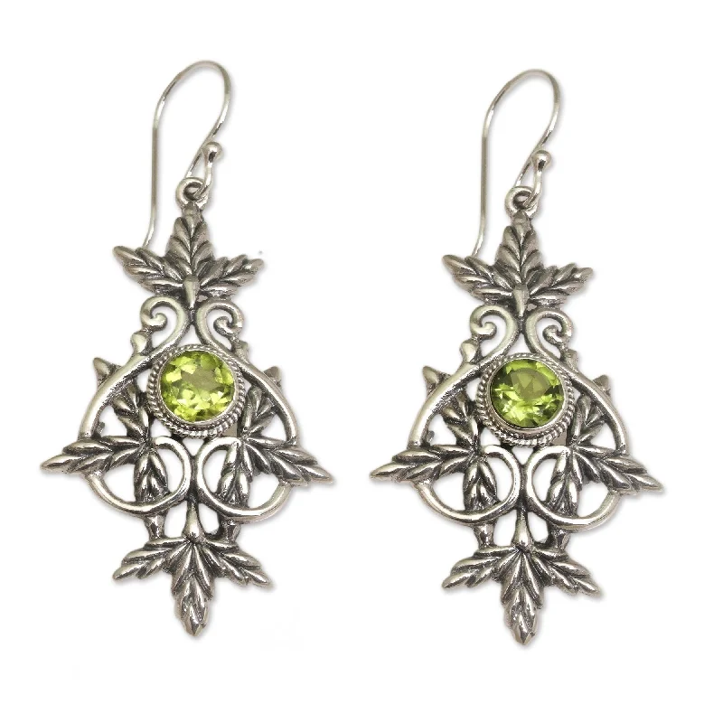 NOVICA Handmade Marvelous Vintage Peridot Earrings (Indonesia) - Silver - 2*0.9