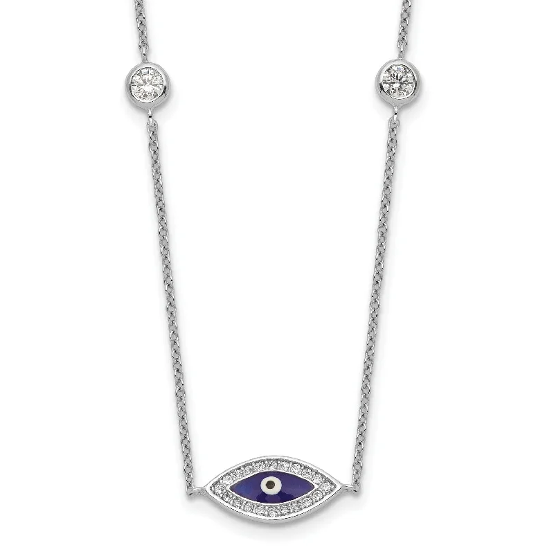 Sterling Silver Cubic Zirconia 36-inch Evil Eye Necklace