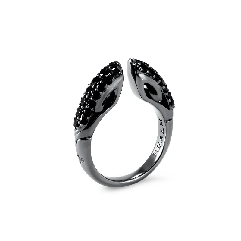 Spirit Pavé Stack Ring 5mm - Black Ruthenium + CZ Noir