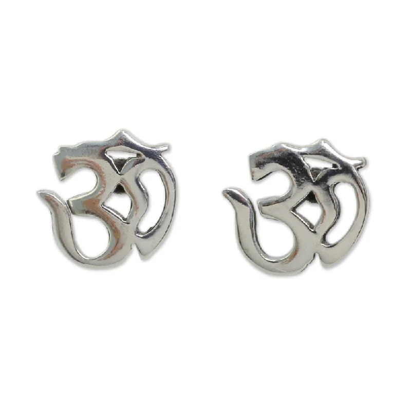 Sterling Silver Om Symbol' Earrings (Thailand)