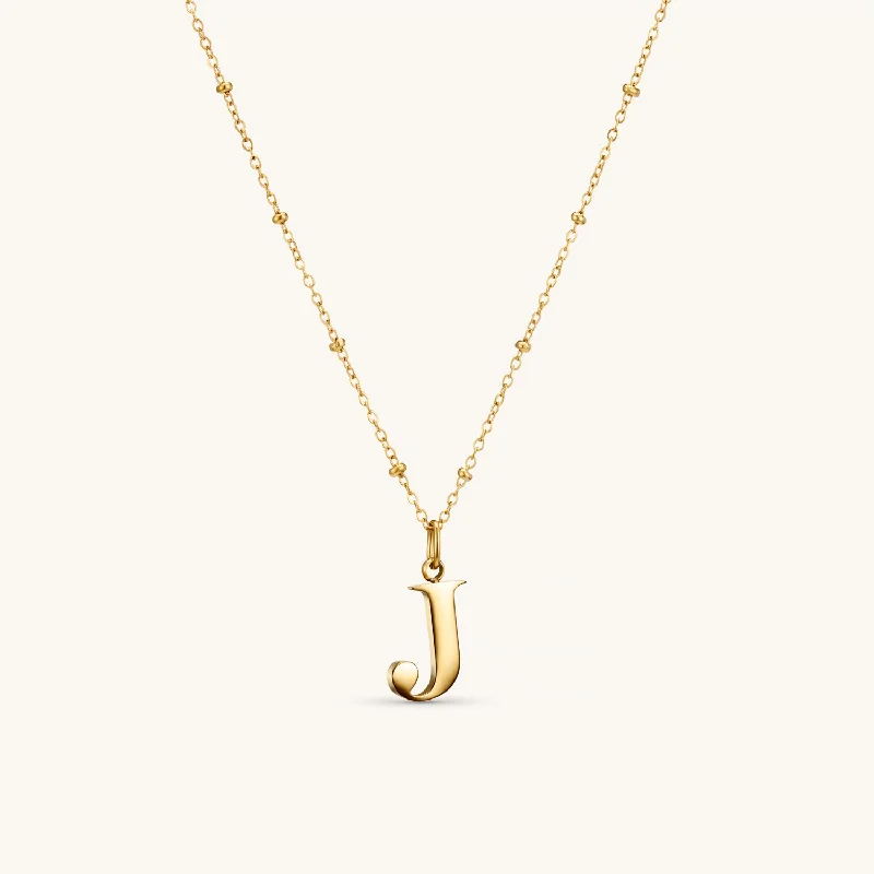 J Initial Pendant Necklace In Gold