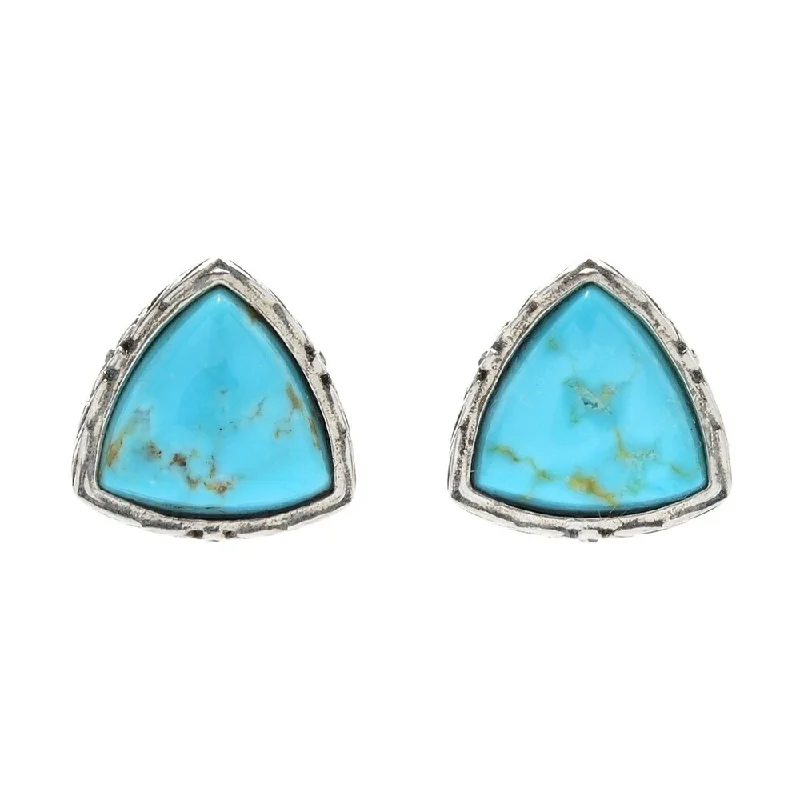 Sterling Silver Trillion #8 Turquoise Stud Earrings