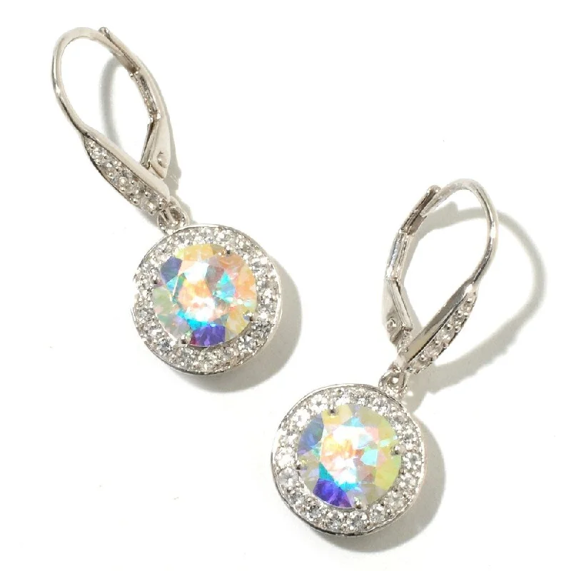 Sterling Silver 5.7ctw Opal & White Topaz Dangle Earrings 1'L