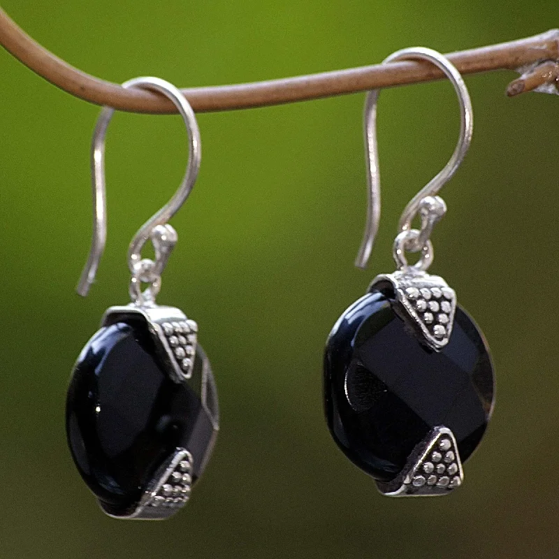 Handmade Sterling Silver Sylph Onyx Earrings (Indonesia)