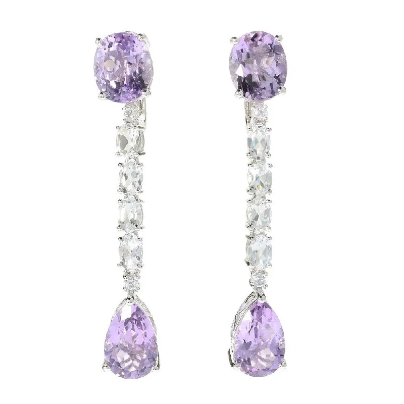 Sterling Silver Legacy 2.25" Multi Shape Pink Amethyst Drop Earrings