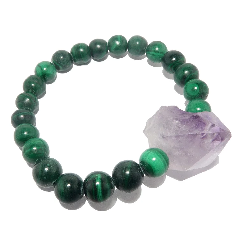 Malachite Bracelet Amethyst Raw Stone Spirit Guide